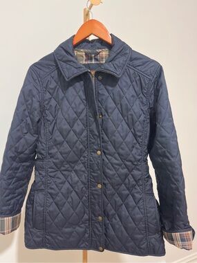 L.L. Bean quilted barn jacket navy blue women size medium